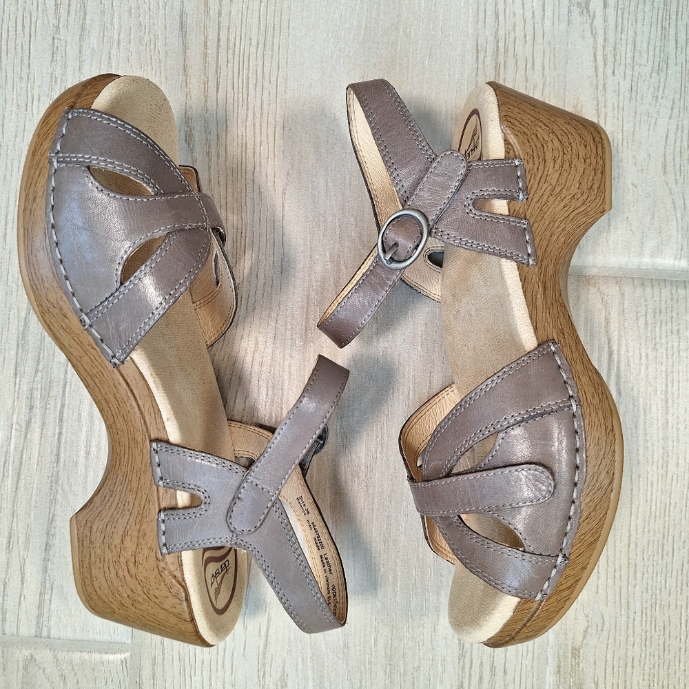 Dansko Season Sandal Taupe Leather Strappy Chunky Comfort Women's Size 38 - 8 - Picture 6 of 10